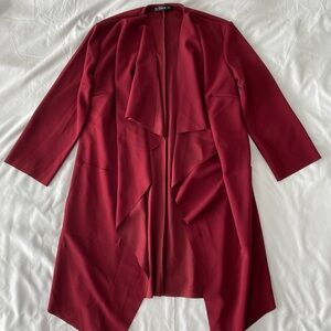 Maroon Waterfall Collar Wrap Front Coat